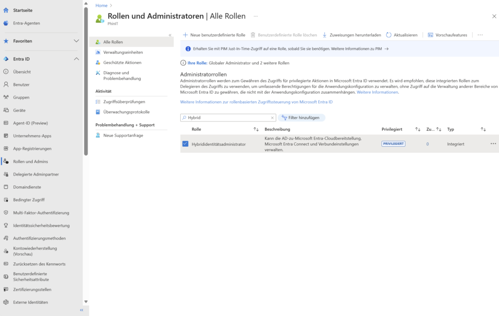 Entra ID Roles Hybrid Identity Administrators